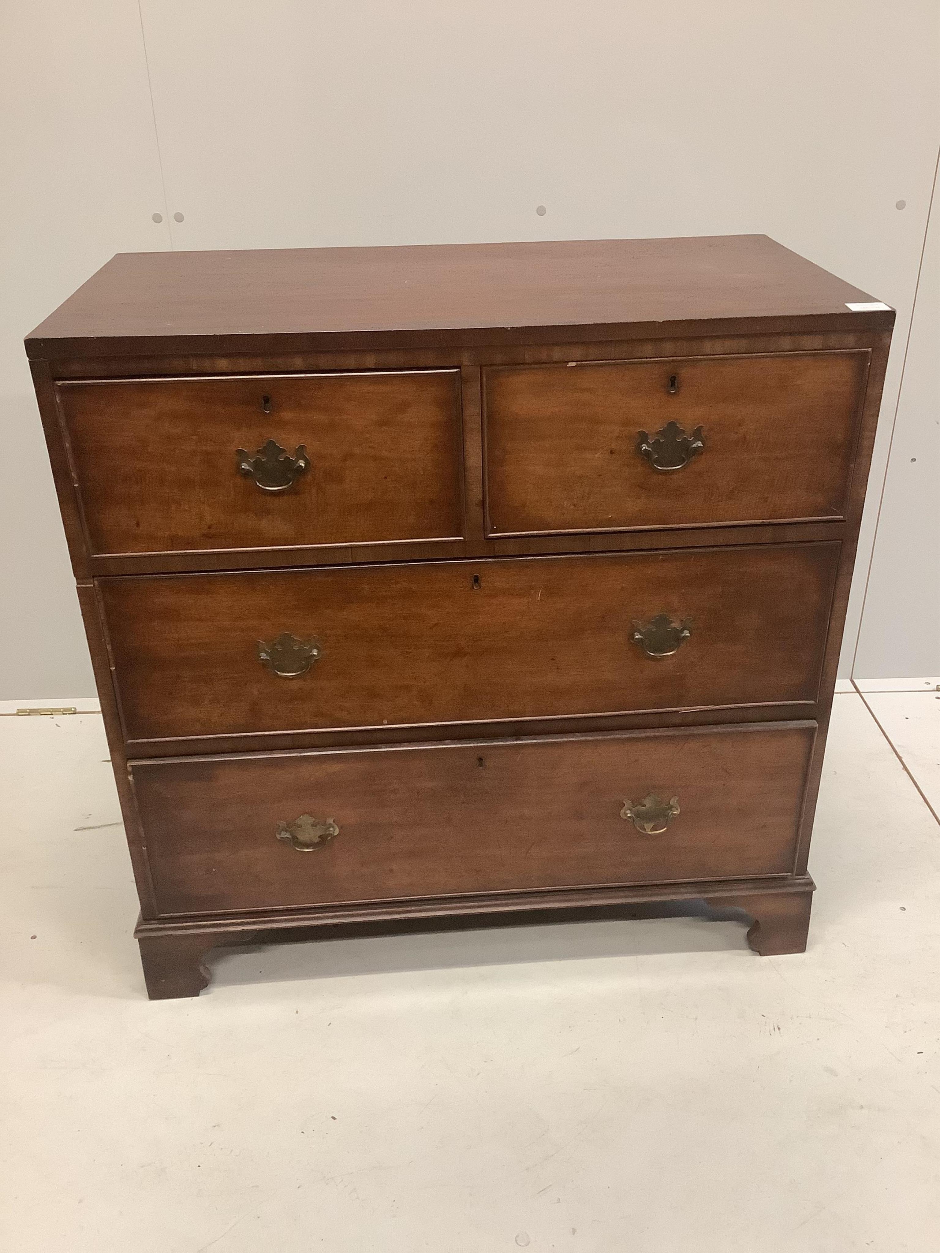 A Regency mahogany straight front chest of drawers, width 89cm, depth 45cm, height 89cm. Condition - fair